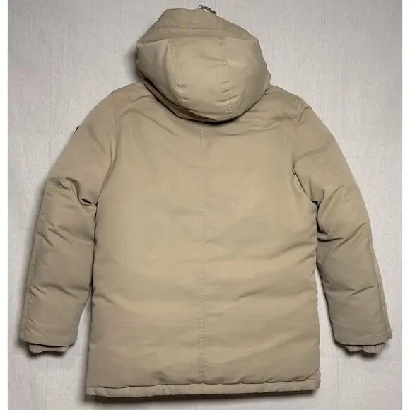 Polo Ralph Lauren Boys Faux Fur Trim Down Parka Jacket Coat Sz 8 Small Tan Khaki - Picture 2 of 13